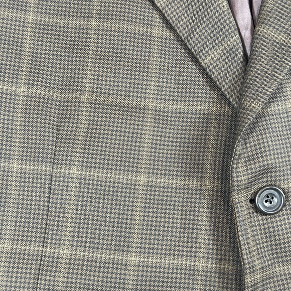 Hickey Freeman 44Long 100% Wool Made in USA 2 Vent Brown Check Sport Coat EUC - Picture 3 of 12